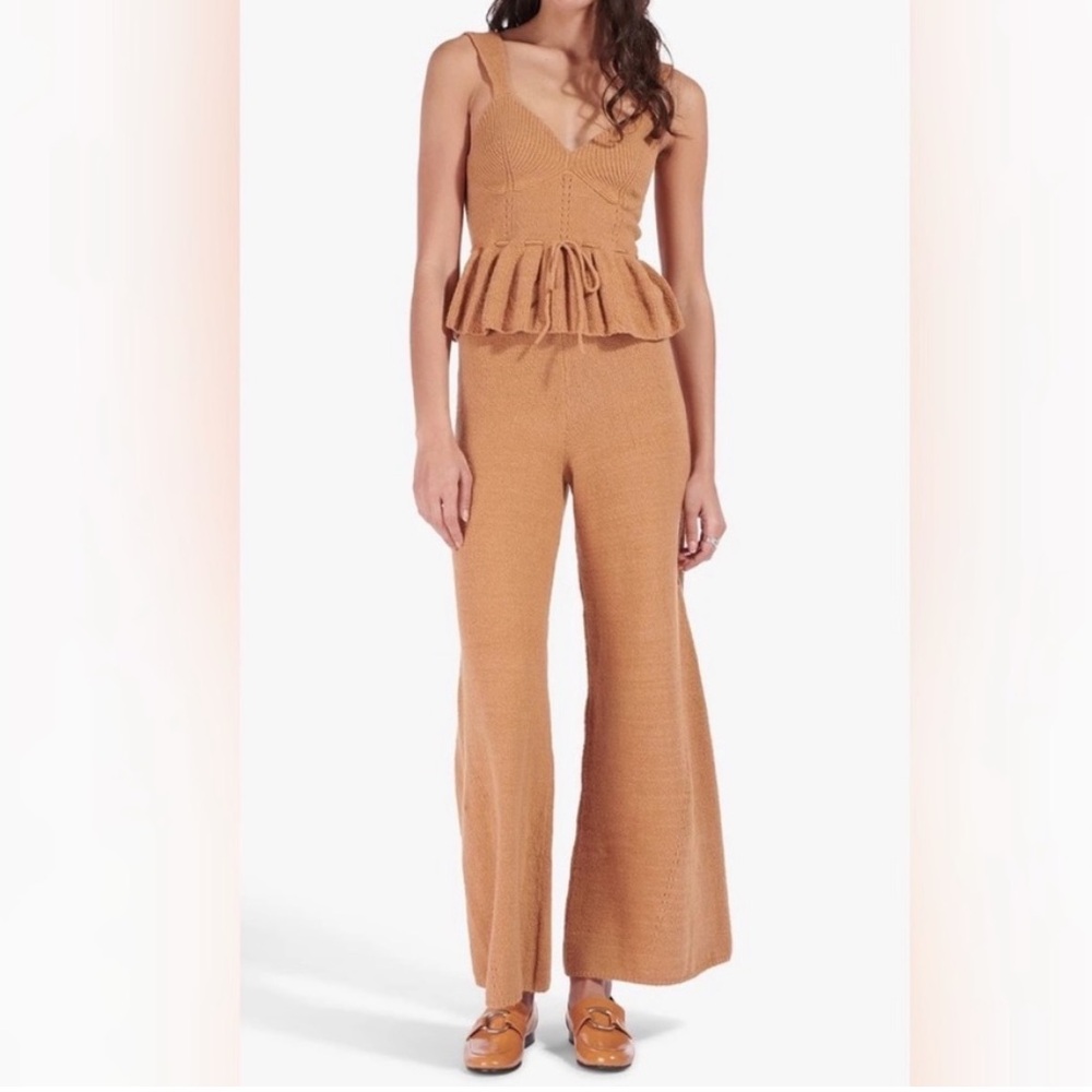 STAUD Camel Peplum Jumpsuit
